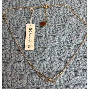 BCBGeneration Dainty Minimalist Goldtone Necklace Clear Rhinestone 18-20 inches